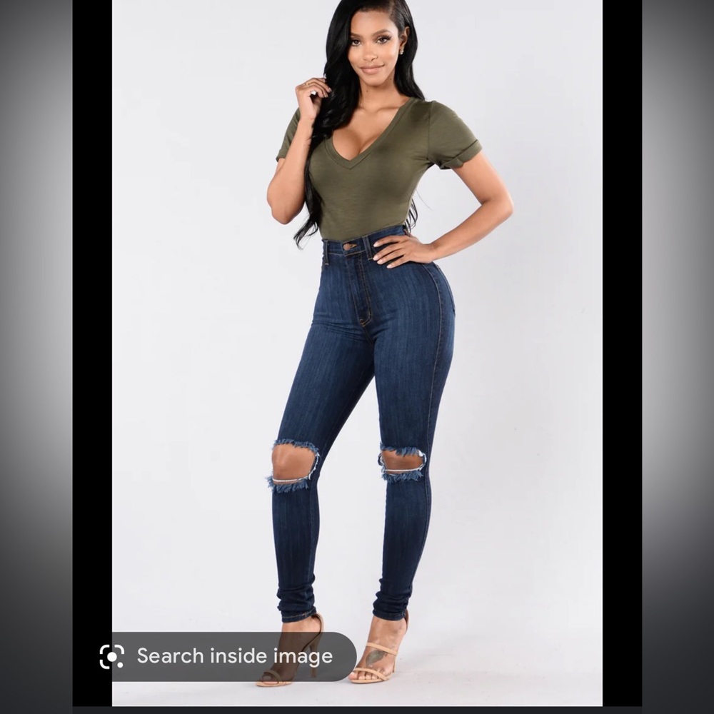 Fashion nova high rise distressed skinny jeans